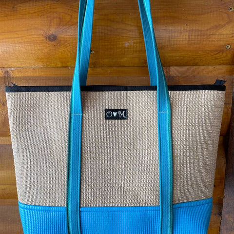 Upcycled Yoga Mat, Sandal + Jute Totes