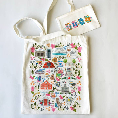 City and State Themed Tote Bag & Pouch Set