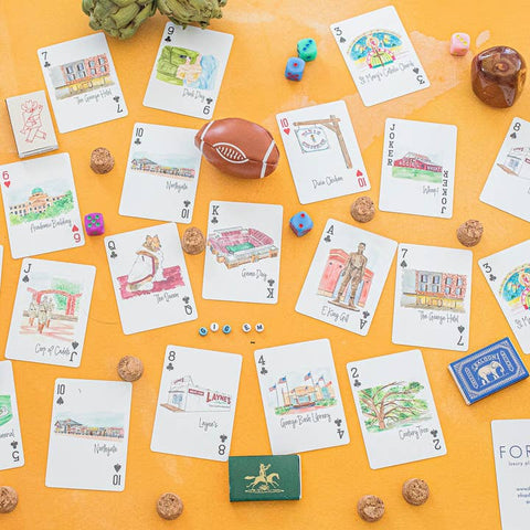 Watercolor City & State Playing Cards