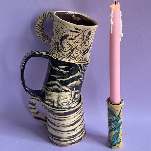Hand-Painted Stoneware Mug