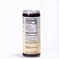 Nutrition facts label on a cylindrical container with a white background