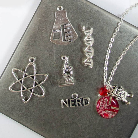 Recycled Circuit Board Science Charm Necklace