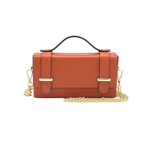 Italian Leather Chain Clutch