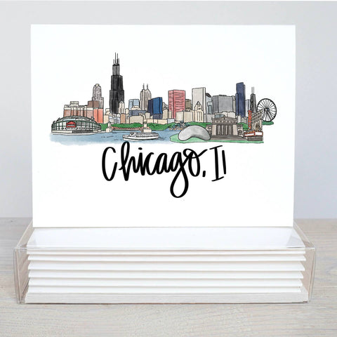 Hand-Drawn City Skyline Notecards
