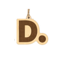 Wooden letter 'D' ornament on a white background