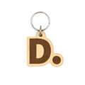 Wooden keychain with letter 'D' on a white background