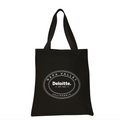 Black tote bag with 'Napa Valley Deloitte California' text on a white background