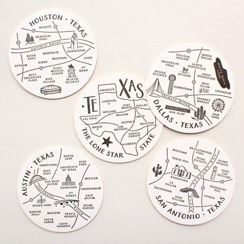 Letterpress Paper Map Coasters