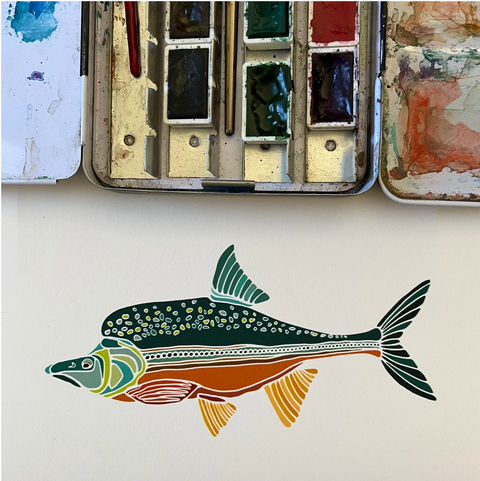 Signed Mosaic Watercolor Wildlife Prints