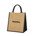 Jute bag with 'Deloitte.' text on a white background