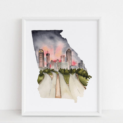 Atlanta Georgia Skyline Watercolor Print