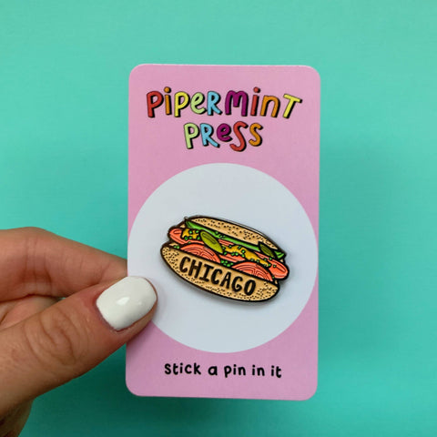 Chicago Style Hot Dog Enamel Pin