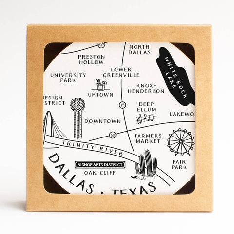 Texas City Neighborhoods Map Coaster Set