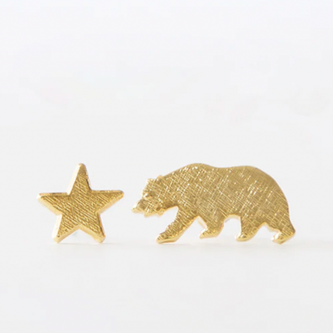 California Bear & Star Earrings