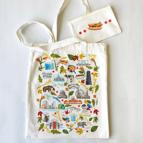 City and State Themed Tote Bag & Pouch Set